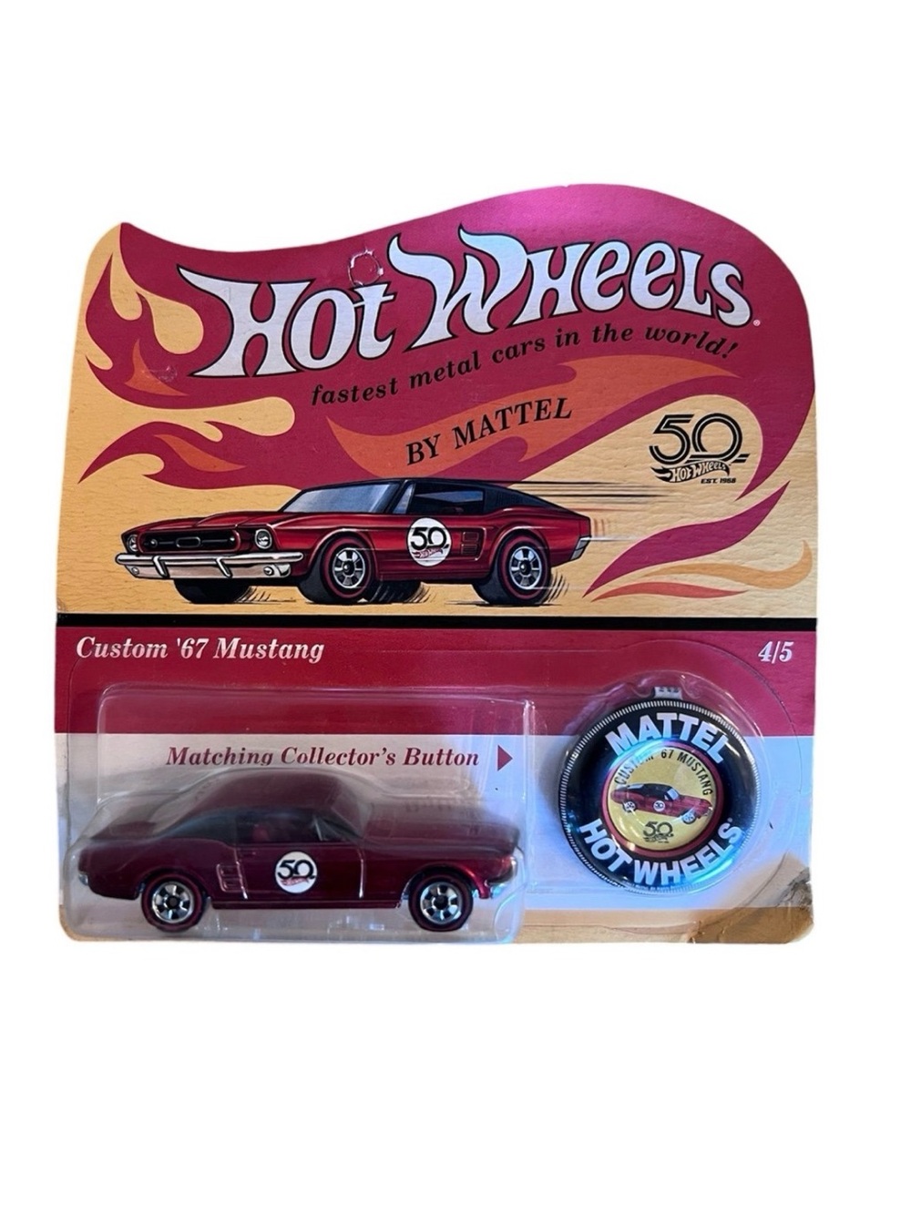2017 HOT WHEELS 50th Anniversary Custom 67 Mustang  W/Pin Redline 4/5
